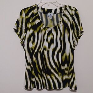 Green, Black, & White Zebra Print Blouse 24"-26" Inches Ptp